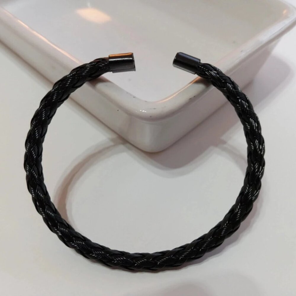 Black Braided Style Adjustable Bangle Brand New
